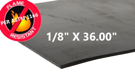 1/8" THICK X 36.00" WIDE  FLAME RESISTANT RUBBER - The Rubber Sheet Roll Store