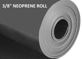 Roll of durable & flexible, heavy duty neoprene rubber 3/8" inch thick.